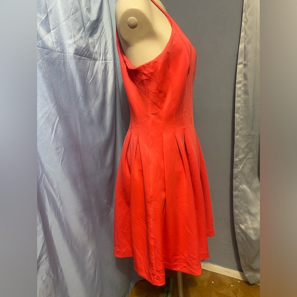 Calvin Klein Orange Pink Pleated Halter Mini Dress - Picture 7 of 13